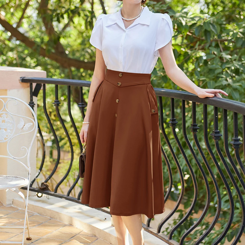 BP женская винтажная распашная юбка с высокой талией и разрезом спереди