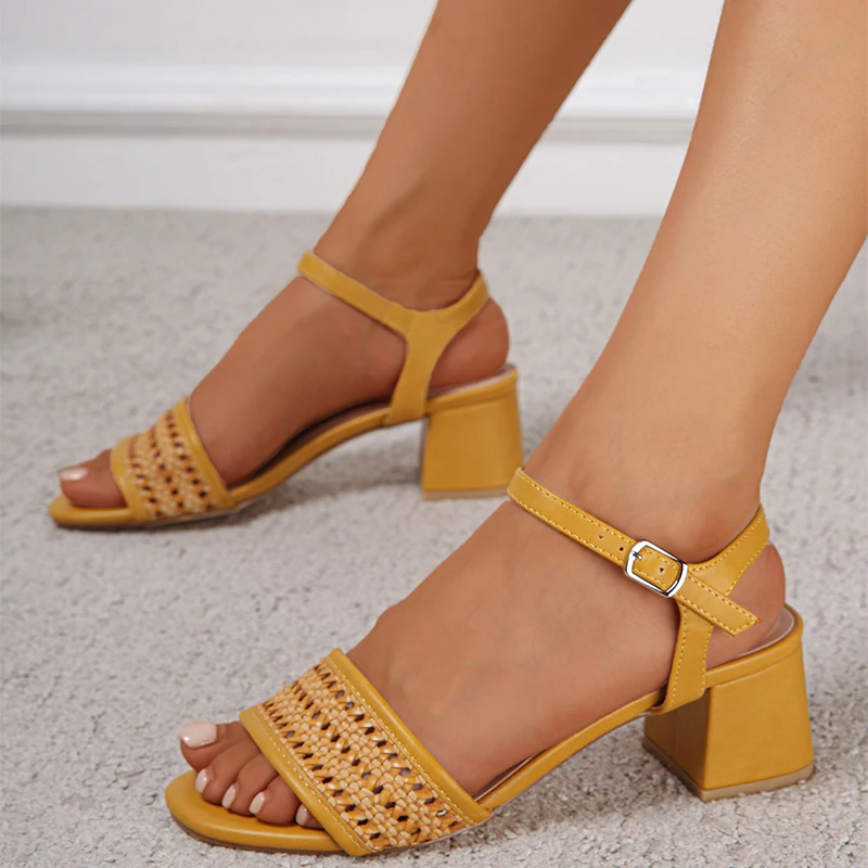 

2022 Summer New Female 10cm Fashion Hollow Out Blue Women Sandals Casual Chunky Pumps Platform Mid Heels Lady Shoes