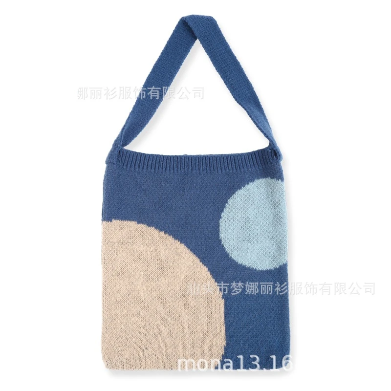 

Teenager Cute Crochet Knitted Woolen Hobo Carry Shoulder Bag 2021 Girly Korean Fashion Sweet Soft Roomy Slouchy Everyday Handbag