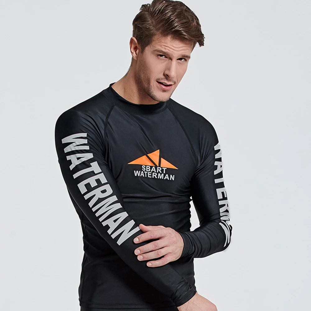 

2023 Fashion Men's Split Comfortable Long-Sleeve Swim Surfing Top Water Sports Sunscreen Quick-Drying Beach Swim Surfing Top