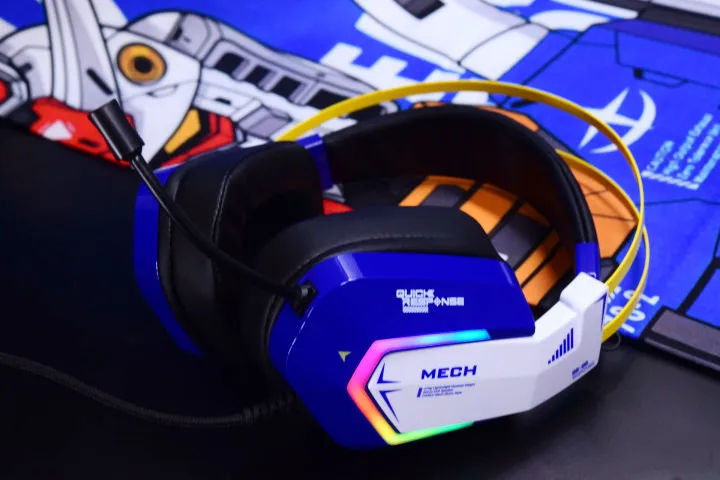DAREU EH732 Mecha Blue Wired Gaming Headphone 7.1 Channel Professional E-sports Game Headset with Microphone RGB Light