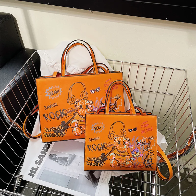 

Женская сумка-тоут из ПУ кожи, с рисунком граффити