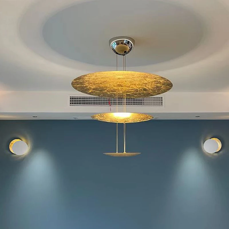 

Art Led Chandelier Pendant Lamp Light Decor 2023 New Design Gold Avize Modelleri Creative Disc Hanglamp Lustres for Living Hotel