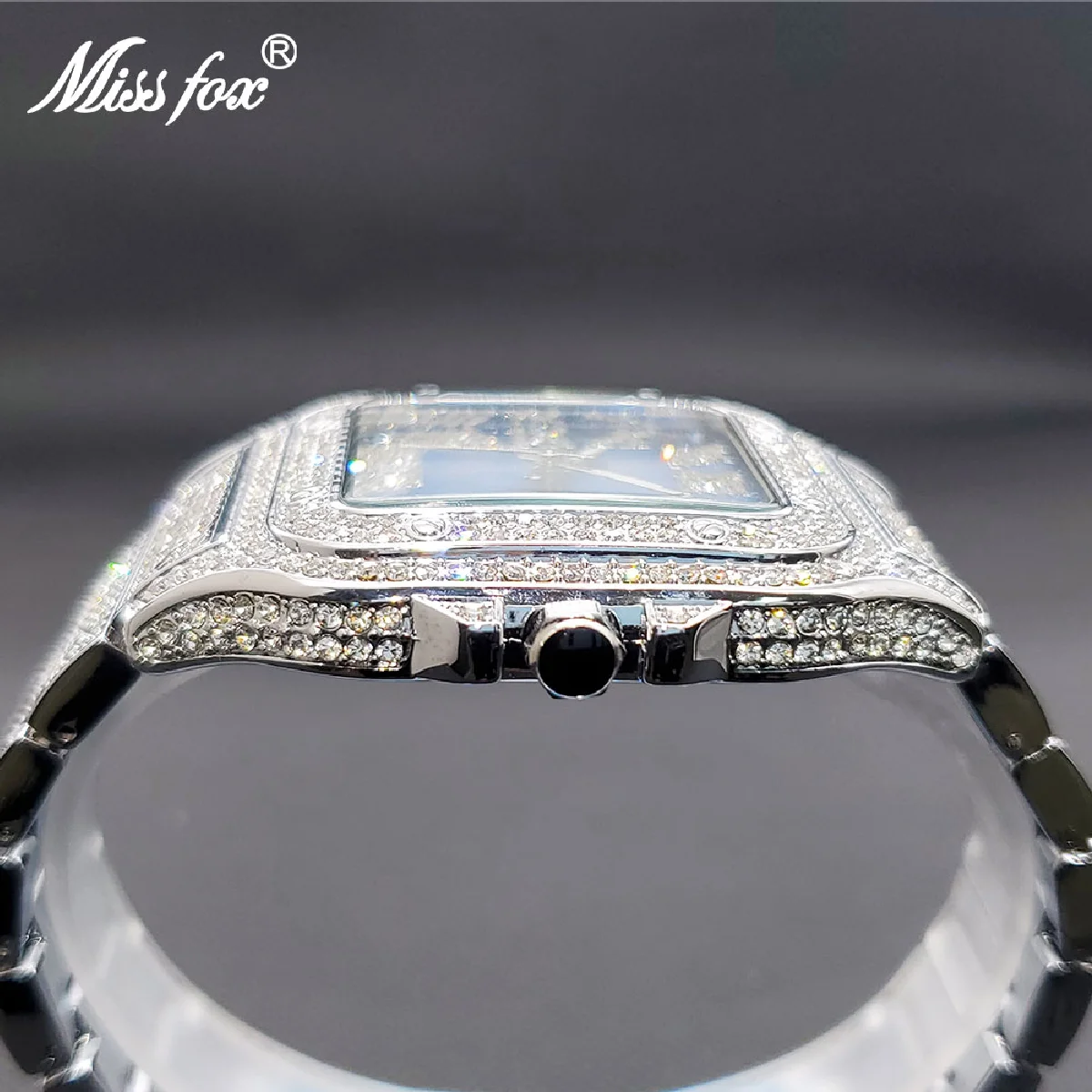 Quartz Watches Luxury Iced Out Moissanite Blue Dial Square Watch For Men Women Party Jewelry Waterproof Unisex Clock Lover Gift