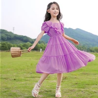 summer dresses for girls solid casual childrens princess short sleeve beach dress clothes for girls teen 5 6 7 8 10 12 14 years