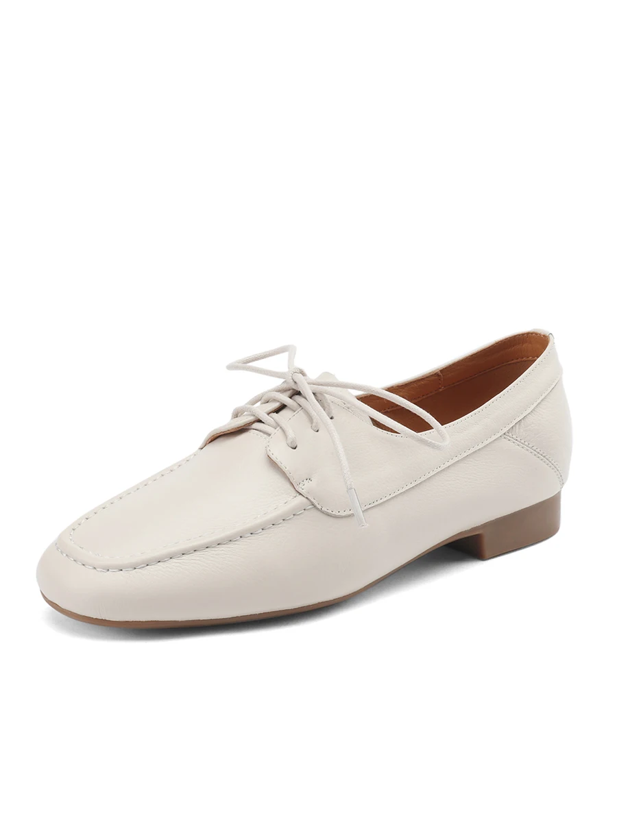 Женские оксфорды из натуральной кожи Элегантные повседневные туфли на шнуровке