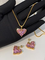 sweet pink heart necklace for women simple love crystal zircon pendant charm necklaces korean fashion jewelry 2022 %eb%aa%a9%ea%b1%b8%ec%9d%b4
