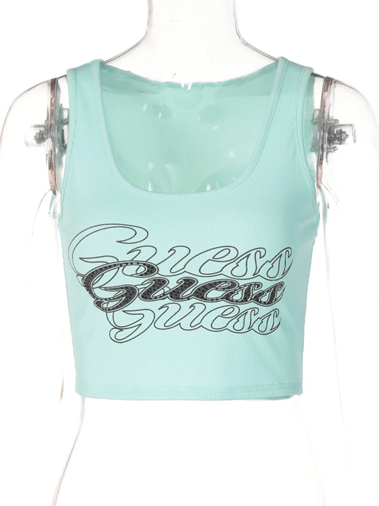 

Odessa Y2K Printed Crop Top Sexy Sleeveless Cute Mini Knitted Tank Tops Diamonds Print Women Vest Retro 2022 Summer Camis Tops
