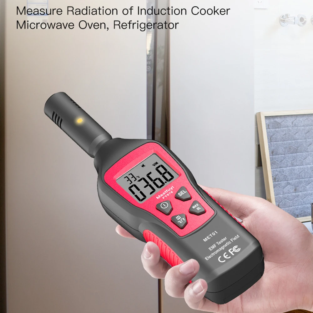 

Handheld EMF Meter Electromagnetic Radiation Detector Monitor Household High Precision Wave Radiation Tester With Alarm Red
