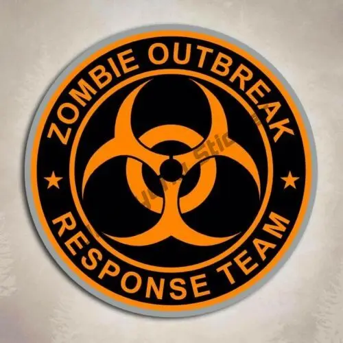 

Orange Zombie Outbreak Response Team Sticker Biohazard Dead Gun Decal Auto for Bumper Bodywork Motorcycle Sticker Accessories