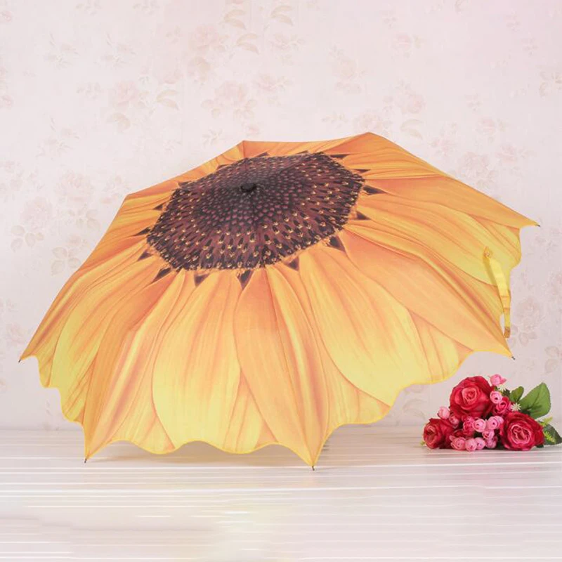 

Portable Sunflower Travel Parasol Lady Folding Sun Rain Umbrella Manual Paraguas Fashion Sunshade Sombrilla New Women Umbrellas