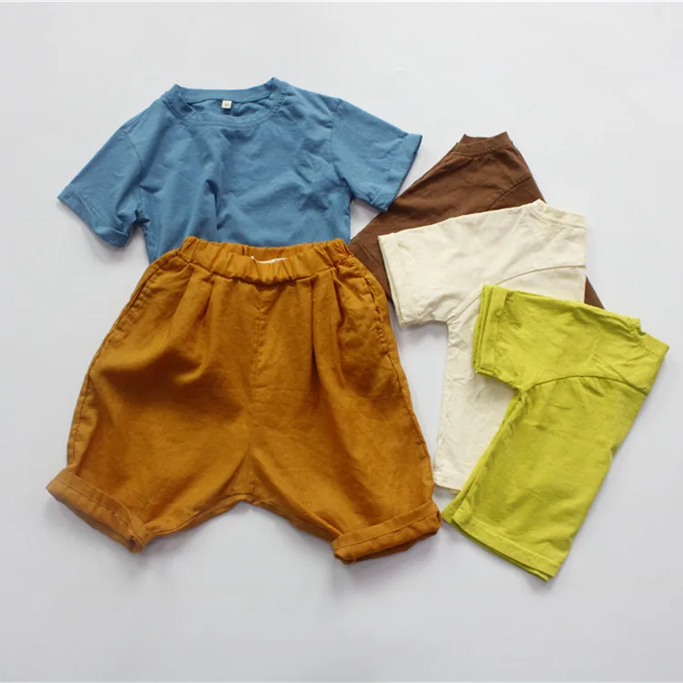 Criscky Summer Kids T-shirt Fashion Solid Girls Tees Short Sleeve Cotton Boys Tops Korean Casual Children Clothes For 1-6Y