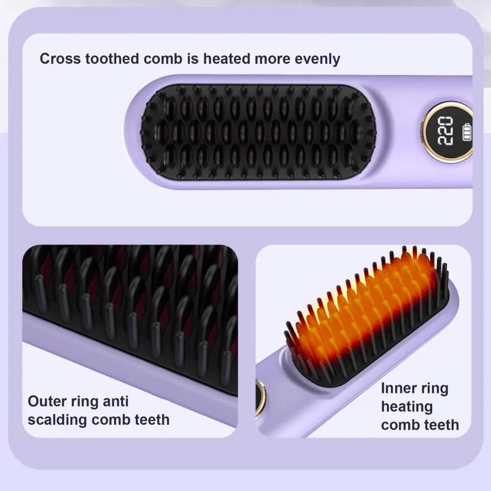 Беспроводной выпрямитель для волос расческа с горячим нагревом