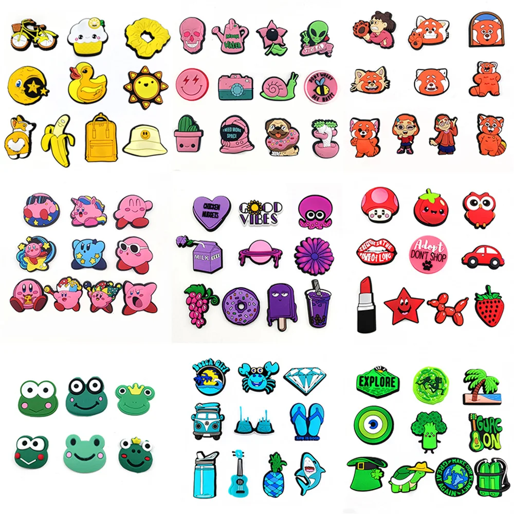 9 Cute Cartoon Colors In Different Styles Shoes Charms Croc Jeans Magic Shoes Decoration Children'S Gift Diy Funny Birthday Gift