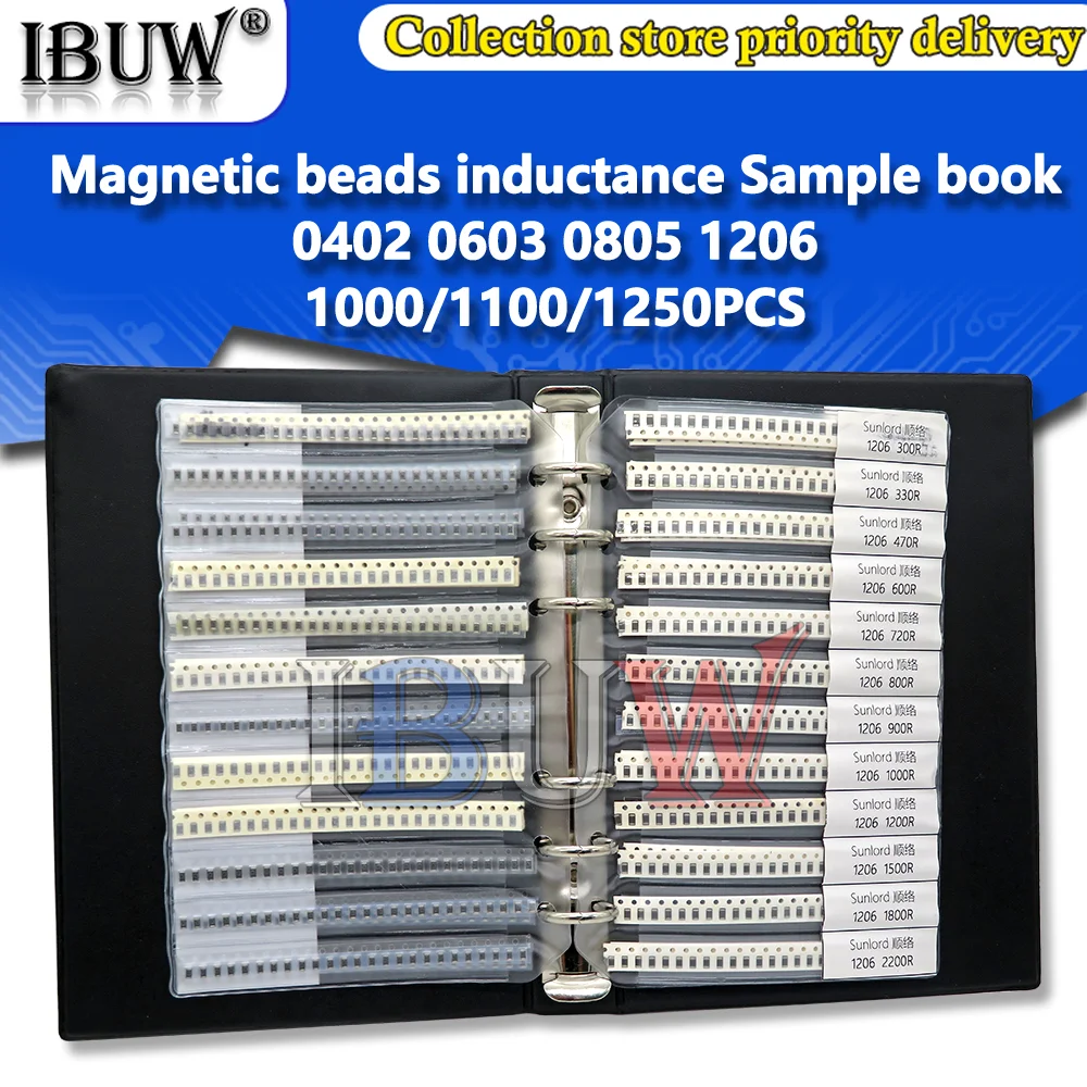 

0402 0603 0805 1206 Ferrite Bead inductance Sample Book SMD magnetic Laminated sheet magnetic beads inductance book Sample Kit