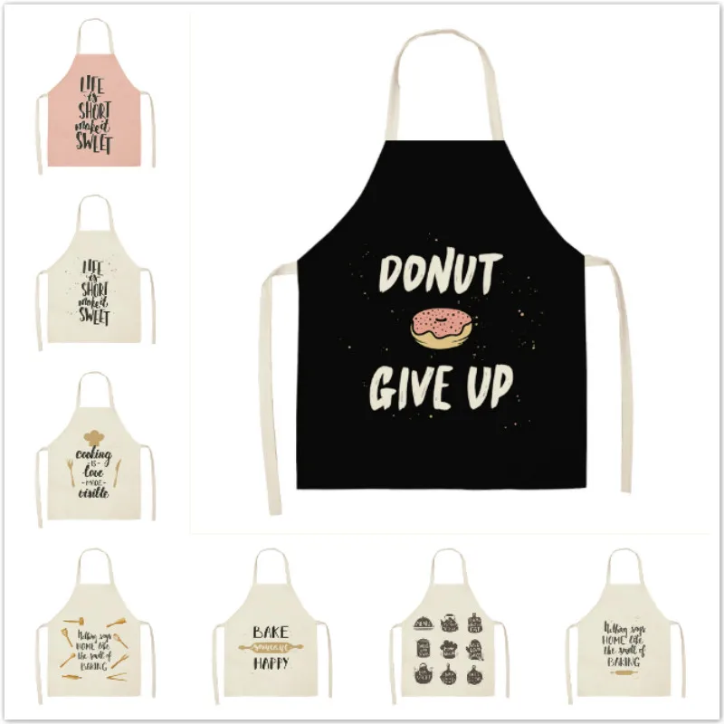 

Letter Alphabet Kitchen Aprons Cotton Linen Bibs Household Cleaning Pinafore Home Cooking Apron Delantal Cocina Delantal Mujer