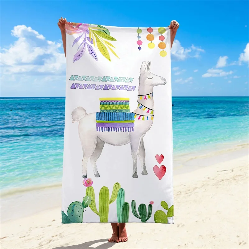 1 шт. пляжное полотенце быстросохнущее банное из микрофибры с принтом Альпака s
