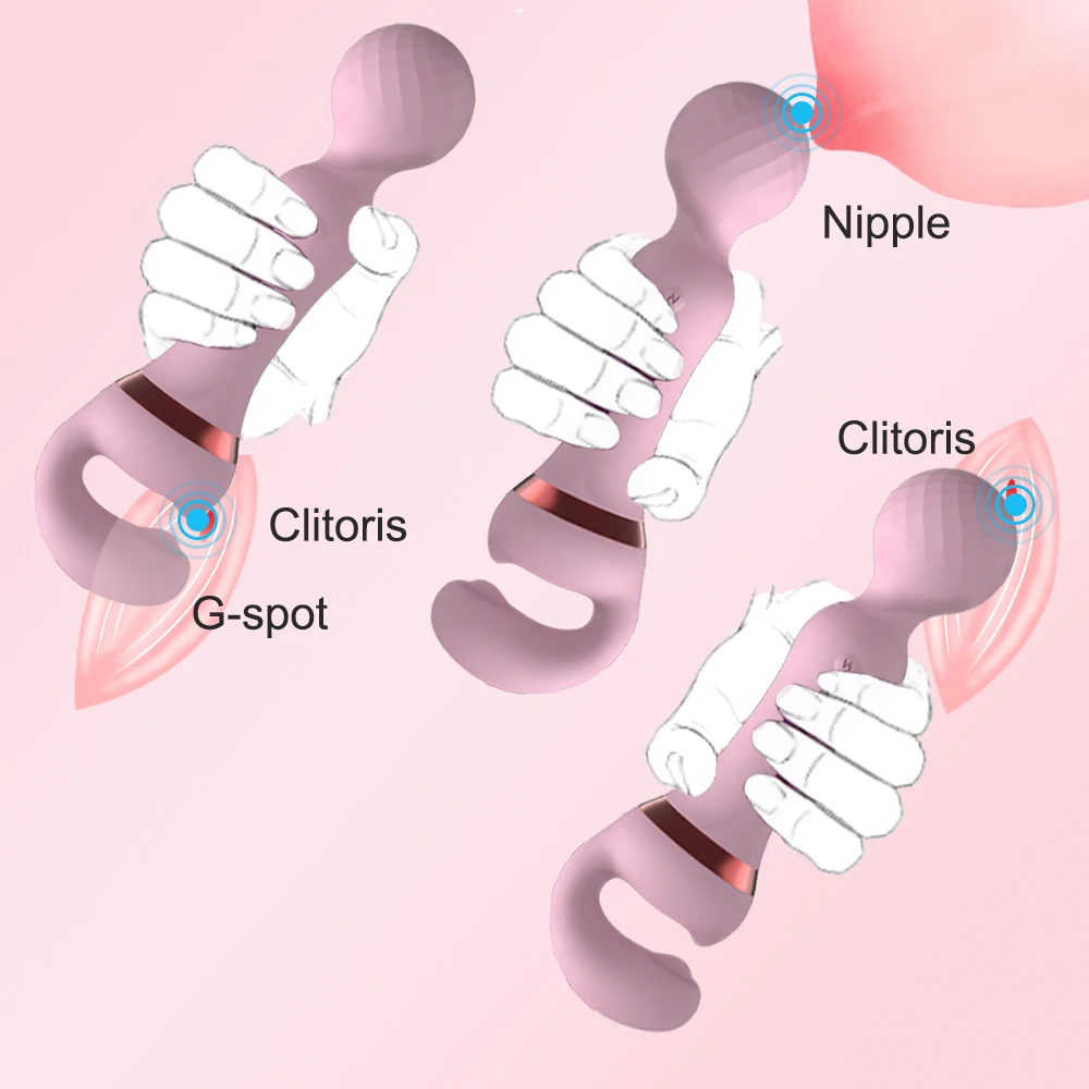 Мощный фаллоимитатор 2 в 1 Стимулятор клитора USB зарядка 20 режимов массажер точки G