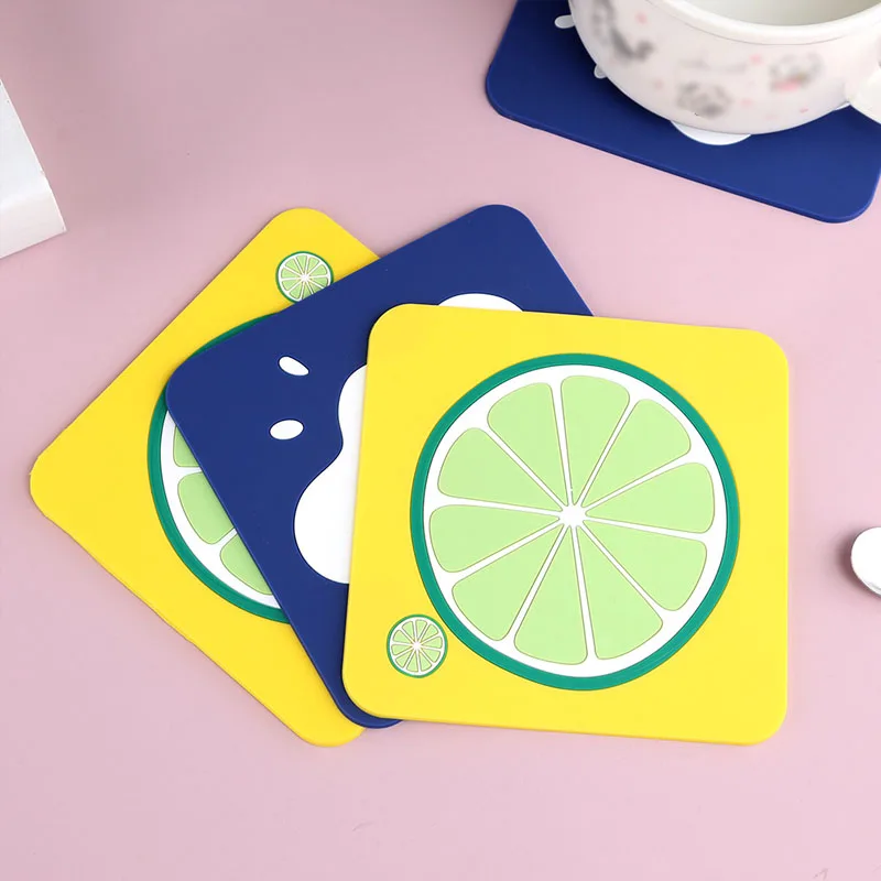 

Durable Silicone Coasters Placemats Square Heat Resistant Drink Mat Table Tea Coffee Cup Pad Non-slip Cup Mat Insulation Pad