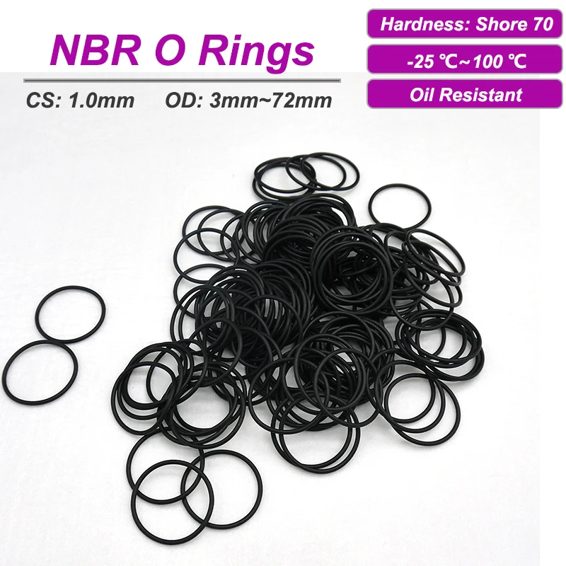 

50 шт. черные уплотнительные кольца NBR CS 1,0 мм