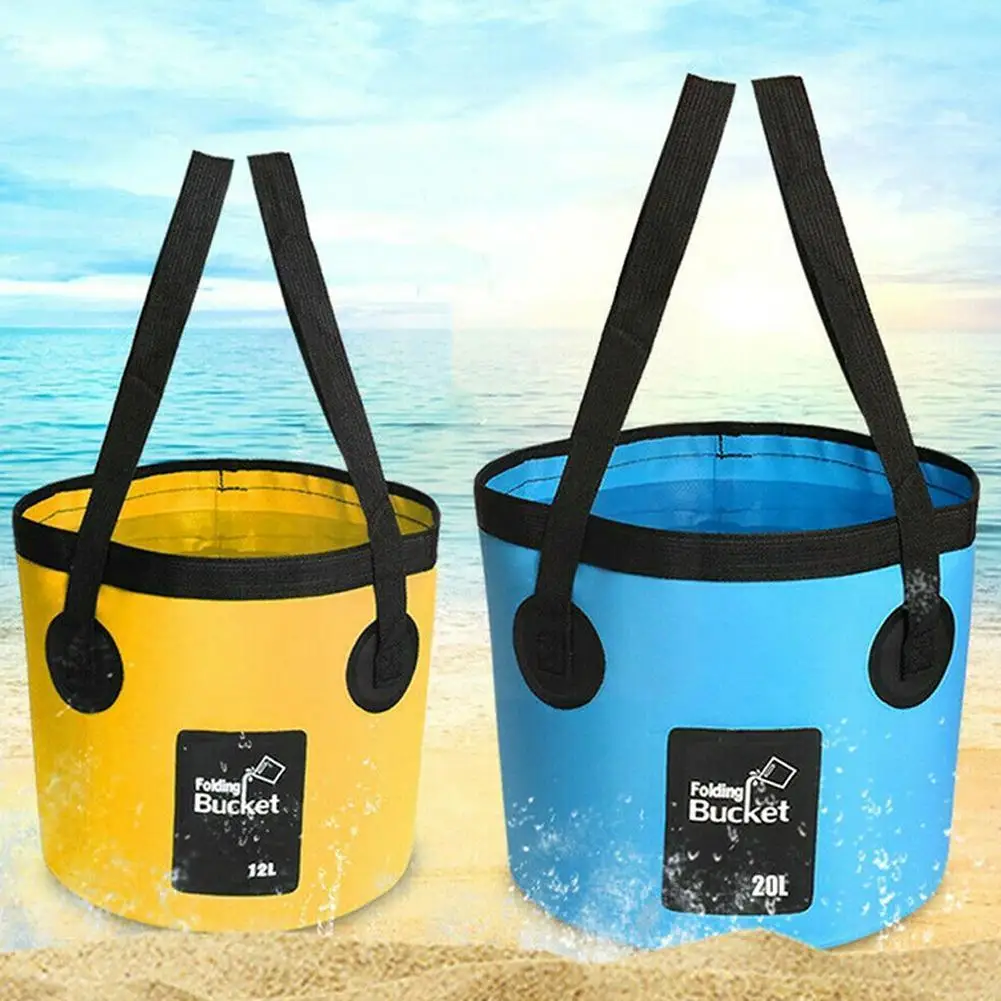 

20L Portable Bucket Outdoor Travel Water Storage Bag Waterproof Fishing Foldable Car Supplies For Backpack Camping J7X9