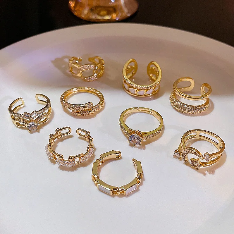 

Korean Version of Ins Tidal Opening Adjustable Pearl Ring Simple and Cool Style Small Ring Ladies Ring Jewelry Rings for Women