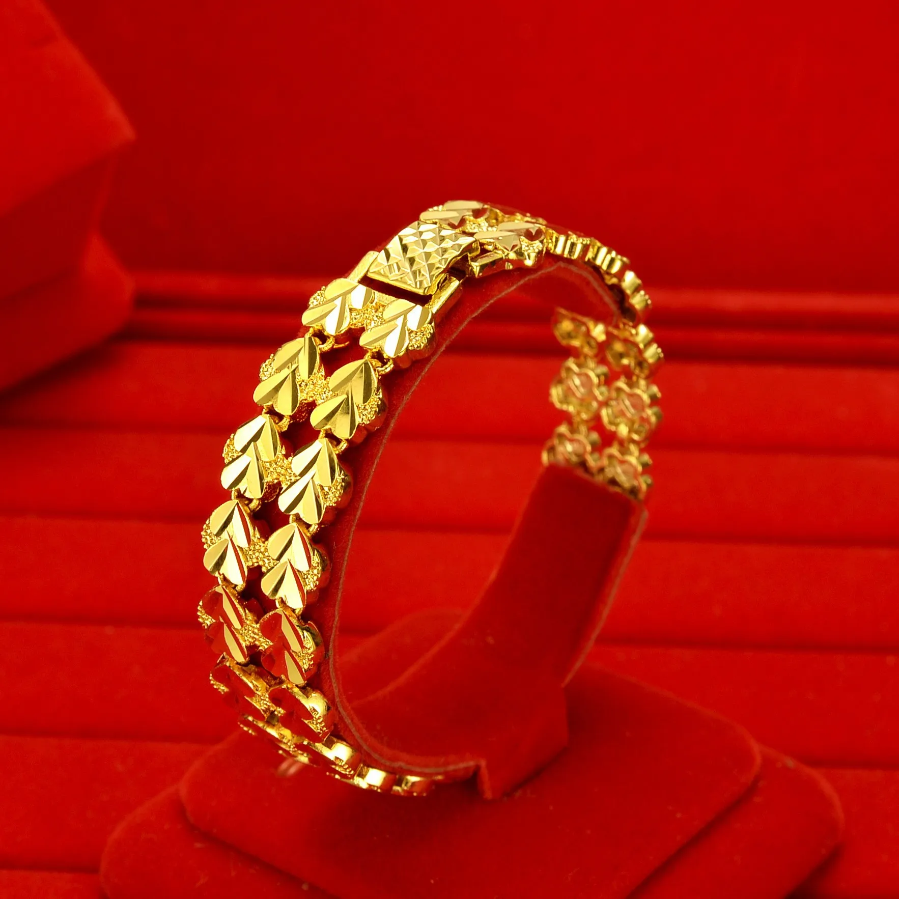 Мужские золотые украшения AU999 большая цепочка для часов автомобильная Цветочная