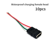 10pcs usb connector type c waterproof connectors female head socket rubber ring high current fast charging port