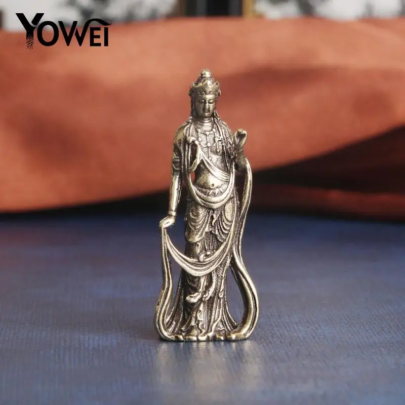 

1PCS New Collectable Chinese Brass Carved Kwan-yin Guan Yin Buddha Exquisite Small Statues Home Decoration Knickknacks