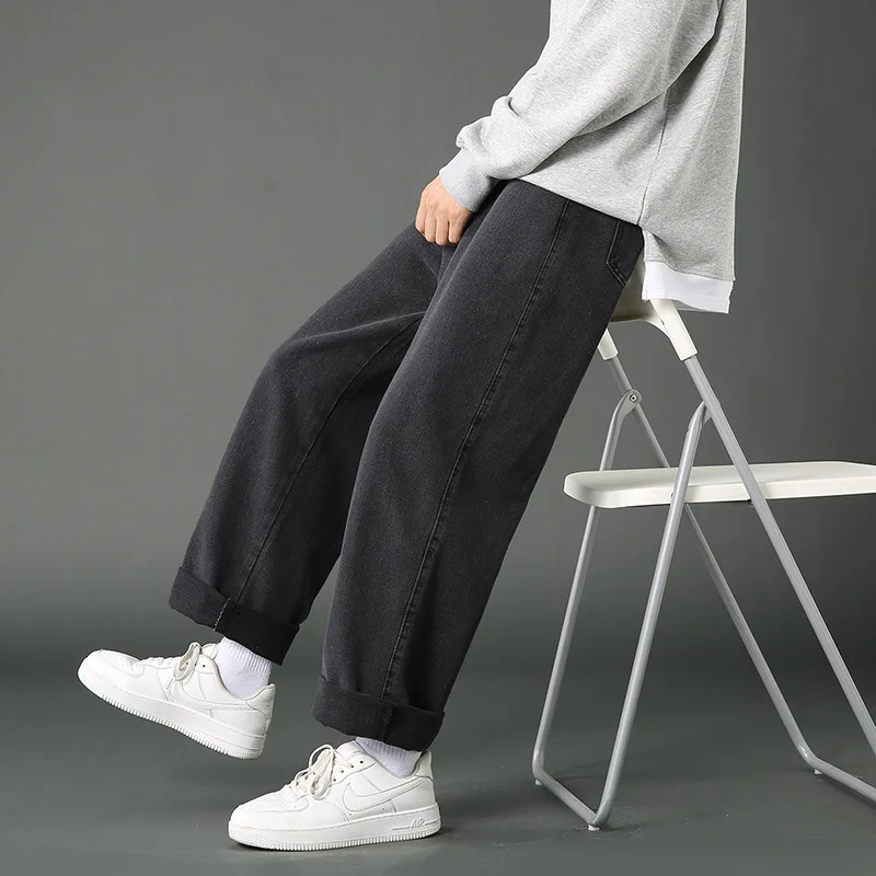 2022 Autumn Casual Fashion Korean Mens Baggy Jeans Classic Unisex Man Straight Denim Hip Hop Wide-leg Pants Popular S-2XL Jeans