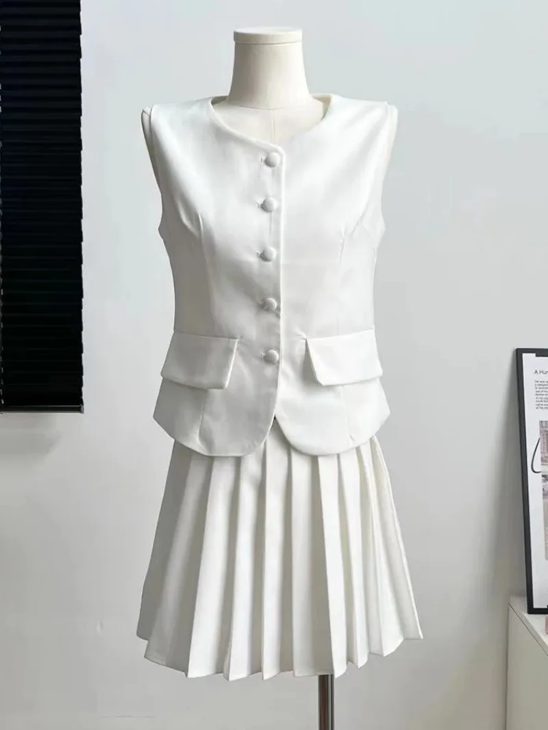 Лето 2024 комплекты из двух предметов жилет без рукавов с круглым вырезом топы