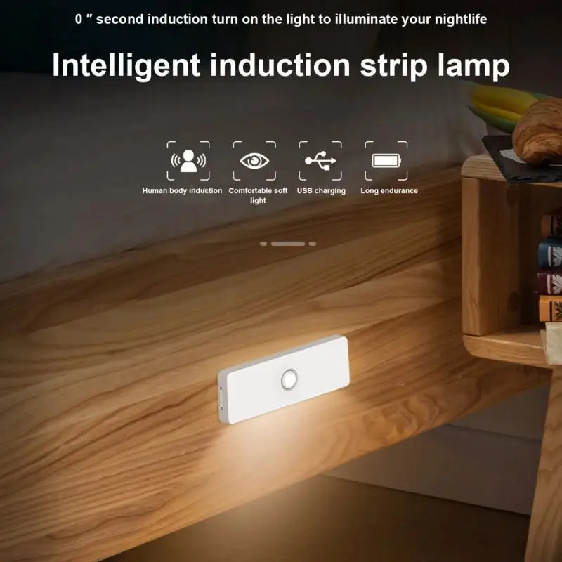 

6LED Side Illuminated Human Sensing Night Light USB Charging Intelligent Sensing Strip Light For Bedroom/corner/bedside/wardrobe