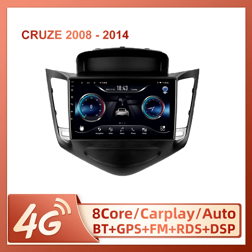 

JIULUNET For Chevrolet Cruze J300 2008 - 2014 Car Radio Ai Voice Carplay Multimedia Video Player Navigation 2Din Android