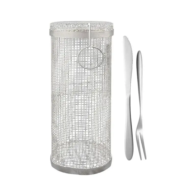 

Heavy Duty Grill Basket Large Grilling Basket For More Vegetables Outdoor Round BBQ Campfire Grill Grid Camping Picnic Cookware