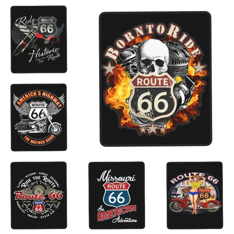 

Vintage Route 66 Born To Ride Mouse Pad Rubber Base Gaming Mousepad Accessories for Chopper Motorcycle Riders Office PC Desk Mat