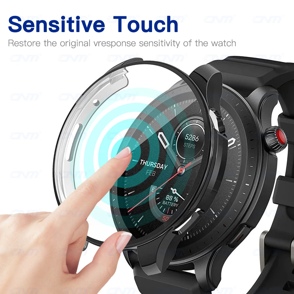 Glossy TPU Soft Protective Case For Amazfit GTR 4 3 GTR4 360 Full Coverage Screen Protector Watch Electroplated Shell Cover