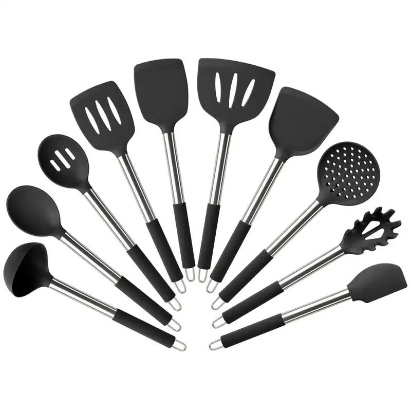

Piece Silicone Utensil Set - Black Plate for cooking Accesorios freidora Molde para hornear Silicone for air fryer in Round cake