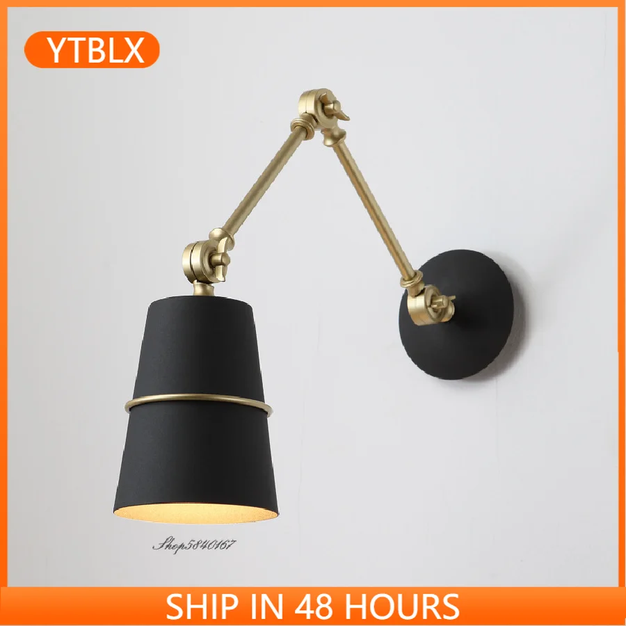 

Modern Black Wall Lamp American Rotatable Iron Wall Sconce for Living Room Bed Room Decoration Indoor Lighting Lamps Wall Decor