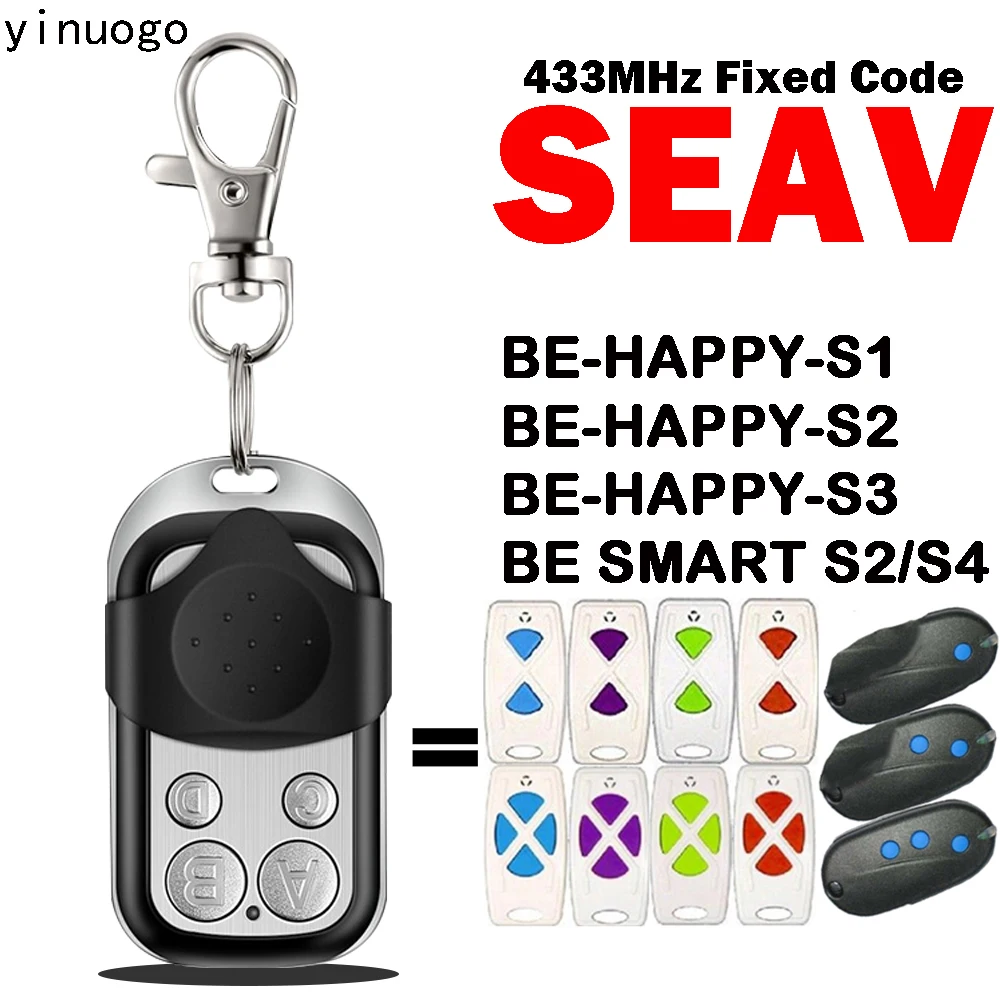 

SEAV BE-HAPPY S1 S2 S3 SMART S2/S4 Garage Door Remote Control 433MHz Fixed Code Clone Garage Door Opener SEAV Key For Duplicator