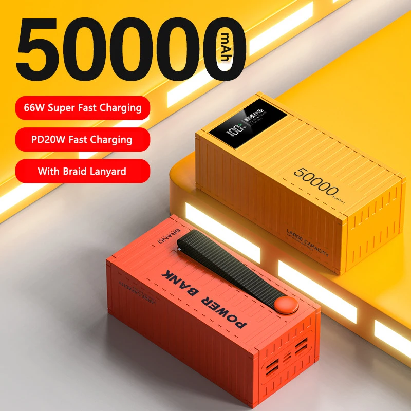 66 Вт сверхбыстрая зарядка Power Bank 50000 мАч Портативное зарядное устройство Внешний
