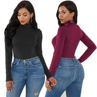 sexy womens 12 colors long sleeve turtleneck slim solid color bodysuit winter female jumpsuit woman clothes with free shipping