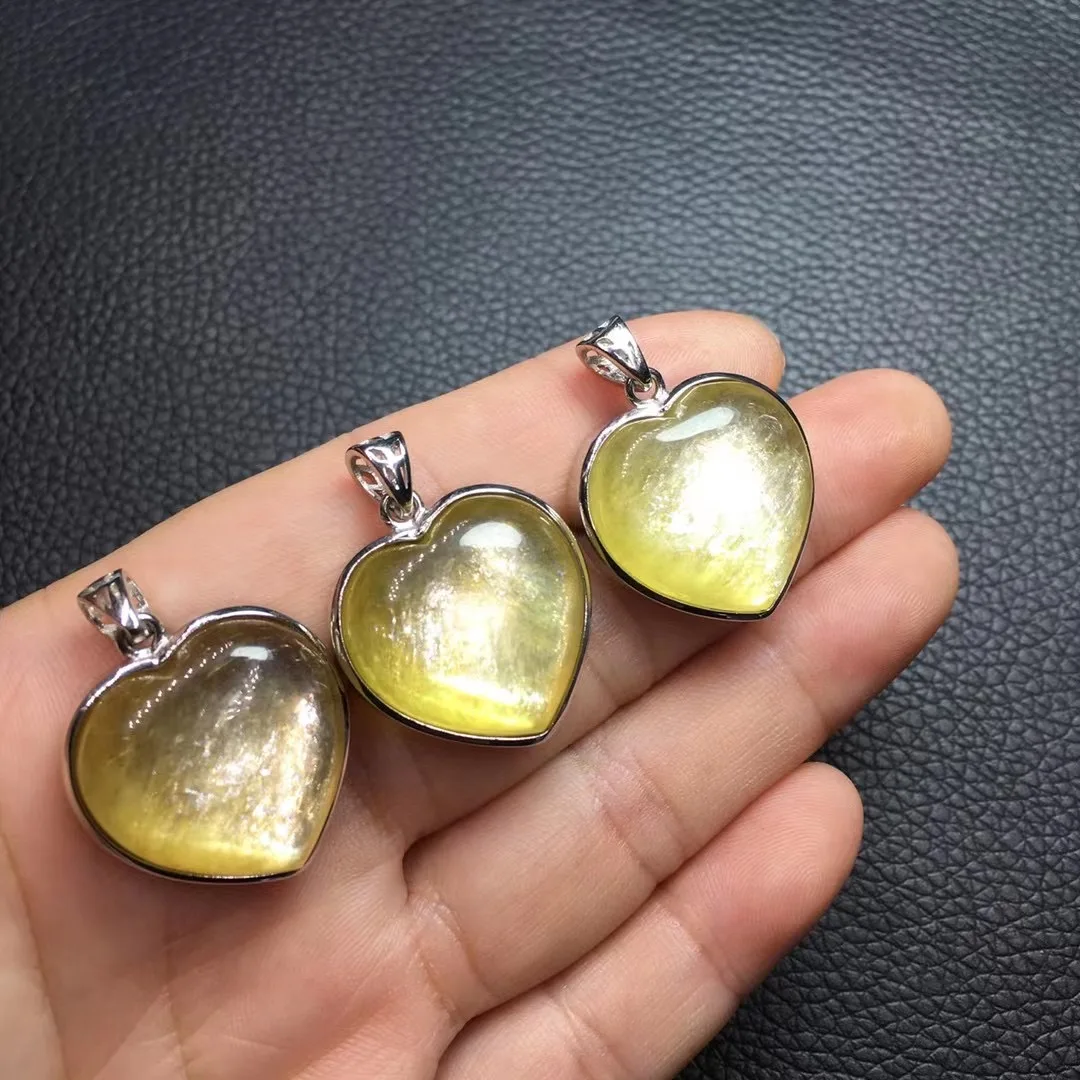 

1 шт. Fengbaowu натуральный маленький золотой слюдяной фогопит лепидолит сердце кулон кристалл лечебный камень Женская мода ювелирные изделия подарок