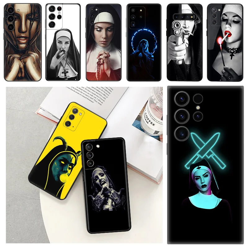

Anti-Drop Soft Phone Case For Samsung S23 Ultra 5G Devout Sister Nun Galaxy S22 Plus S21 FE S20 S10 Lite E S9 S8 Back Cover
