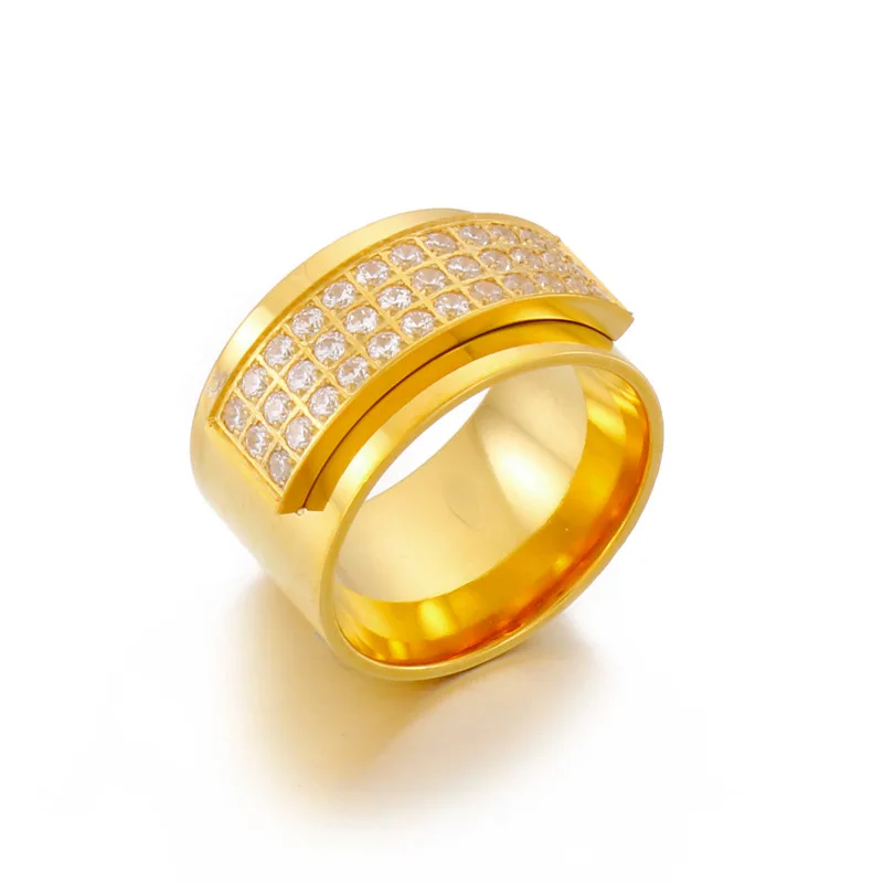 

Luxury Micro Zirconia Titanium Steel Ring 18K Gold-plated Crystal Diamond Ring Couple's Ring Valentine's Day Gift Ring