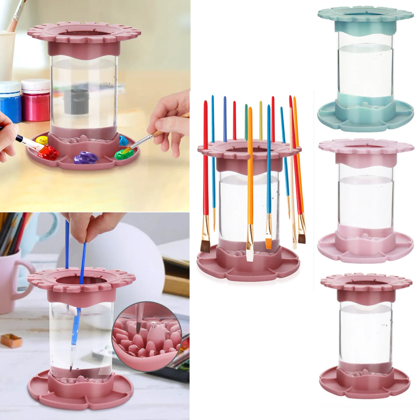 

Multifunctional Paint Brush Cleaner Detachable Rinse Cup Basin Brush Cleaning Washer Tank Organizers With Palette Brush Holder