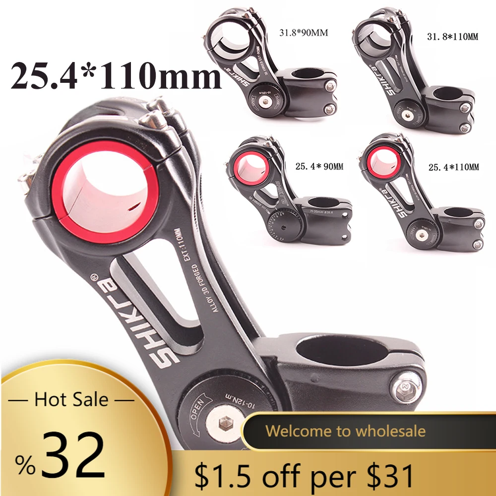 

1 шт. 25,4/31,8*90/110 мм штырь для горного и дорожного велосипеда 85 градусов регулируемый стержень руля велосипеда запчасти для замены