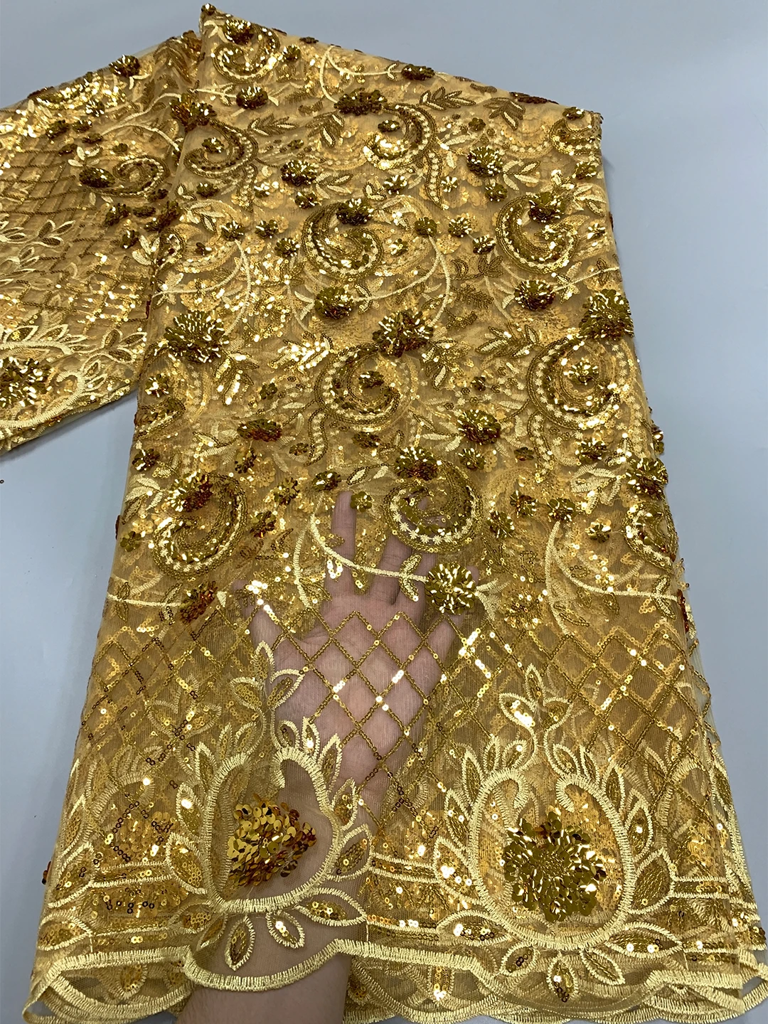 Черная африканская сетчатая кружевная ткань 2024 Высококачественная роскошная