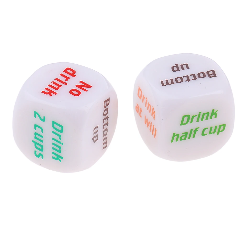 

2Pcs Six Sided Dice Creative Beer Drinking Decider for Party Drink Props Toy