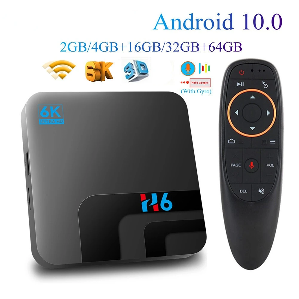 

Bluetooth H6 TV Box Android 4GB 64GB 32GB 6K 3D Video HD Media Player 2.4G 5GHz Wifi Set top box Voice Control Smart Game Player