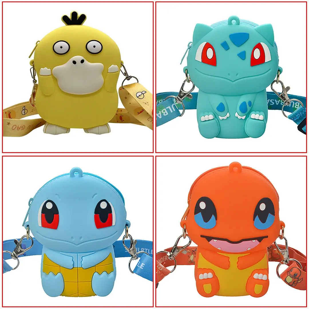 

Pokemon Anime Pikachu Psyduck Charmander Bulbasaur Kawaii Children Convenience Loose Change Satchel Toy Birthday Gift
